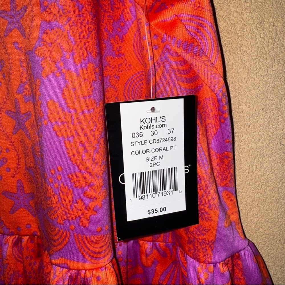 Cuddl Duds Vibrant Red and Purple Blouse - Picture 2 of 5